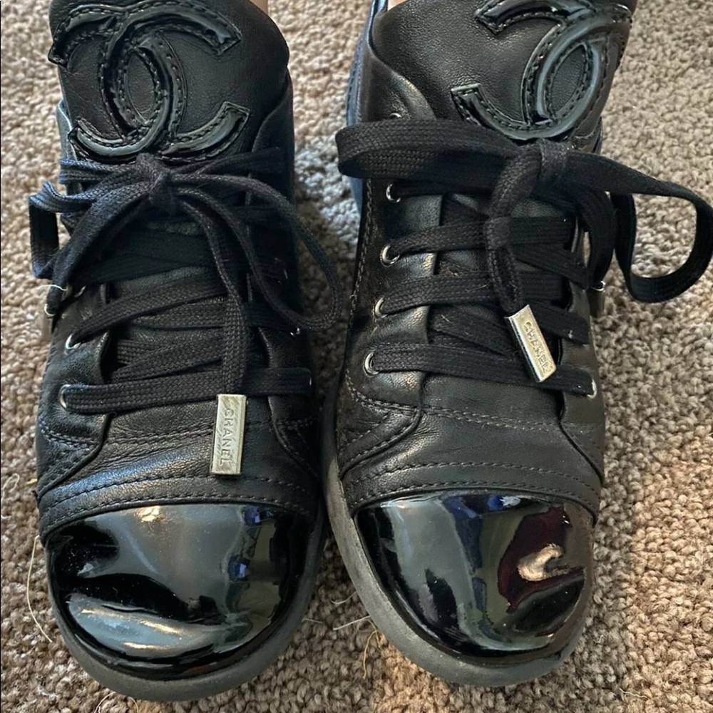 Chanel Black Sneakers Size 5 1/2 U.S